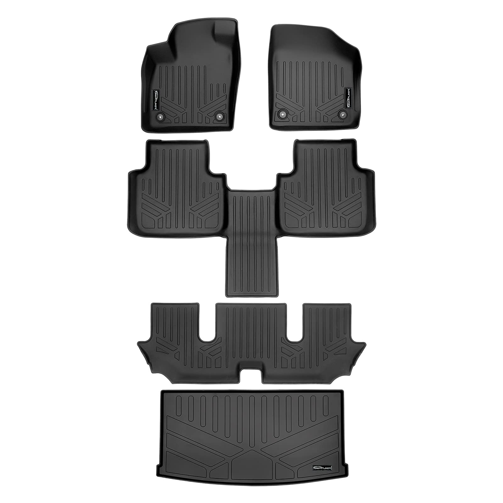SMARTLINER All-Weather Floor Mats & Cargo Liner Set - Black, Custom Fit for 2018-2022 Volkswagen Atlas with 2nd Row Bucket Seats (No Fender Audio) | Durable Protection for SUV Interior, Perfect for Family Road Trips, Camping, and Daily Commute