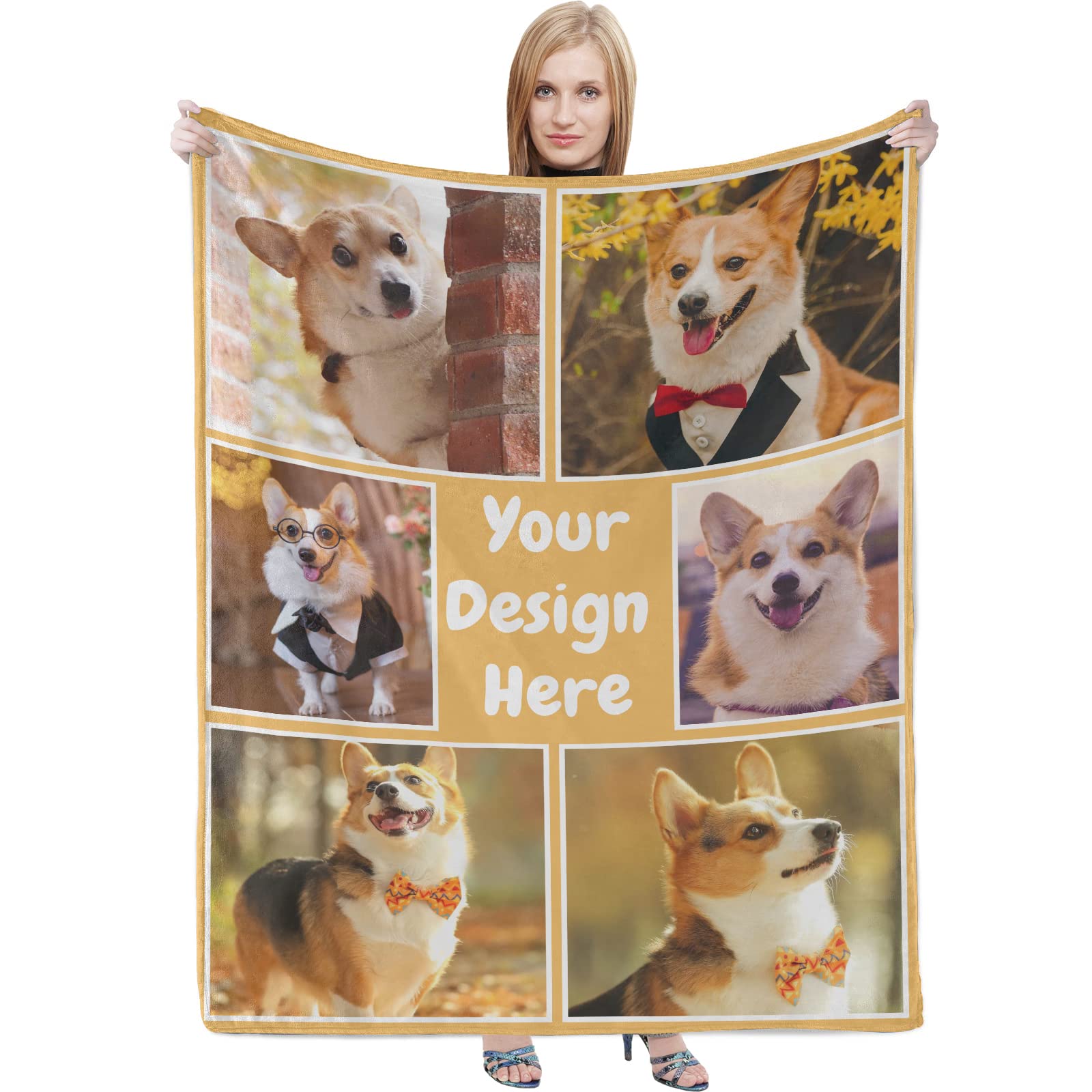 Custom Pet Blanket - Personalized Flannel Blanket for Couch & Bed (60x80 Inches) - Funny Gifts for Christmas, Halloween, Valentines, Birthday - Cozy Home Decor for Pet Lovers, Family & Friends