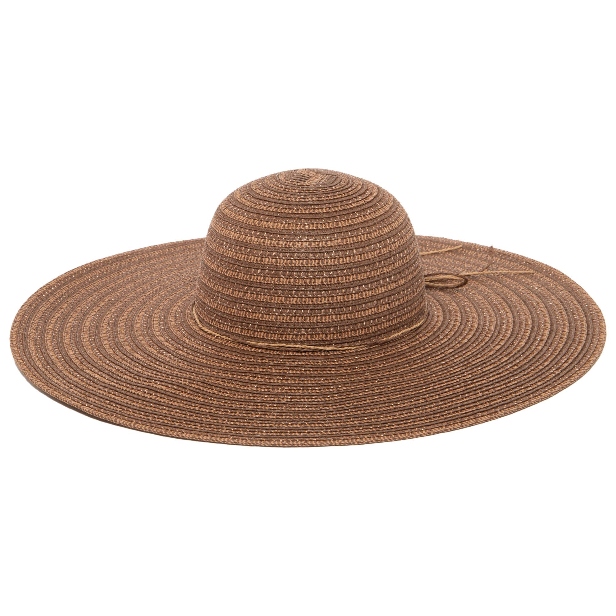 Wide Brim Floppy Sun Hat with Gold Lurex (UBL6836) - UV Protection Summer Beach Hat for Women, Outdoor Travel & Vacation Accessories