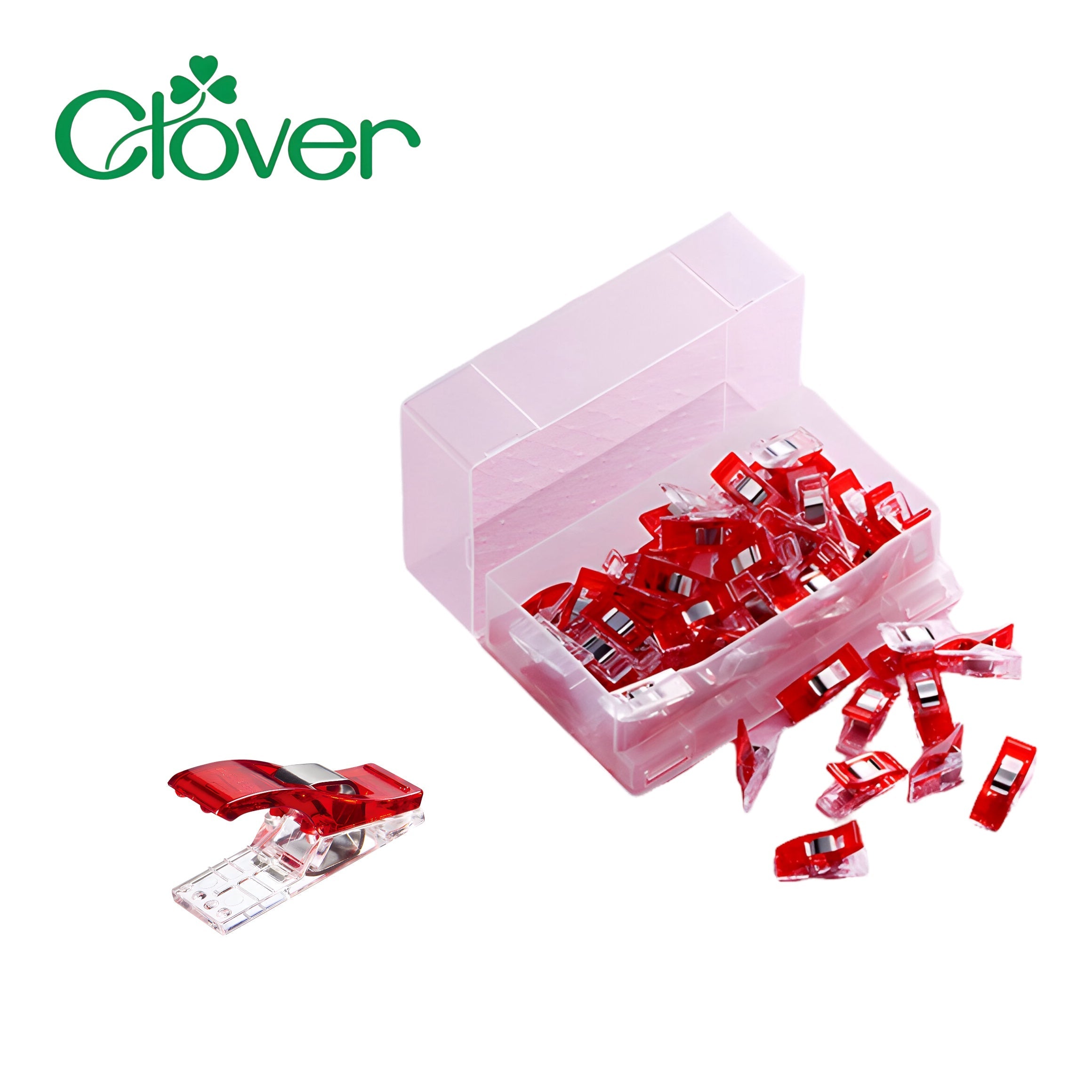 Clover Wonder Clips - 50 Pack Red Sewing Clips for Quilting, Crafting & DIY Projects | Secure Fabric Holders for Seamstresses & Tailors