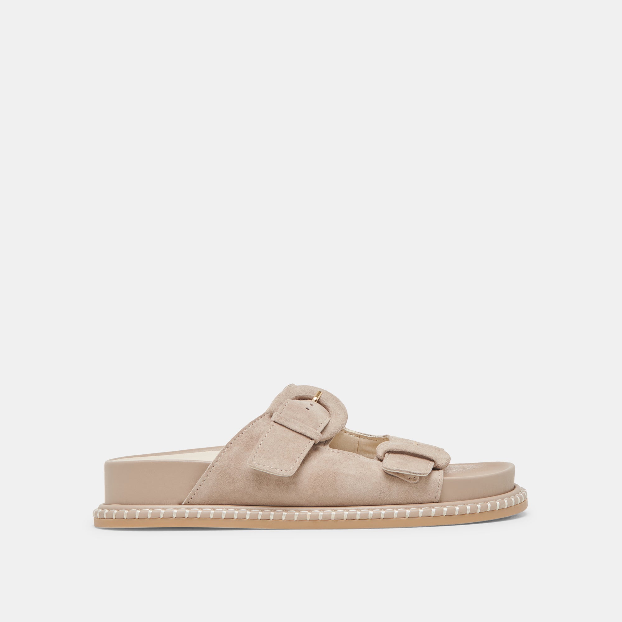 SHAUNY Women's Sandals - DK Taupe Suede Comfortable Slide Sandals for Summer, Beach, and Casual Wear