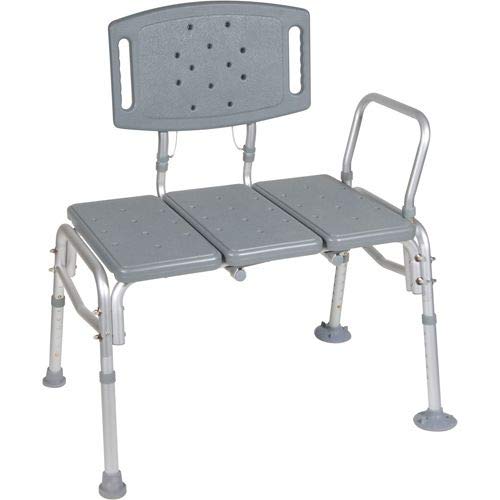 Adjustable Height Heavy Duty Bariatric Transfer Bench - 500 lbs Capacity with Non-Slip Seat & Back Support - Shower Chair for Elderly & Disabled - Ideal for Safe Bathroom Transfers & Mobility Assistance