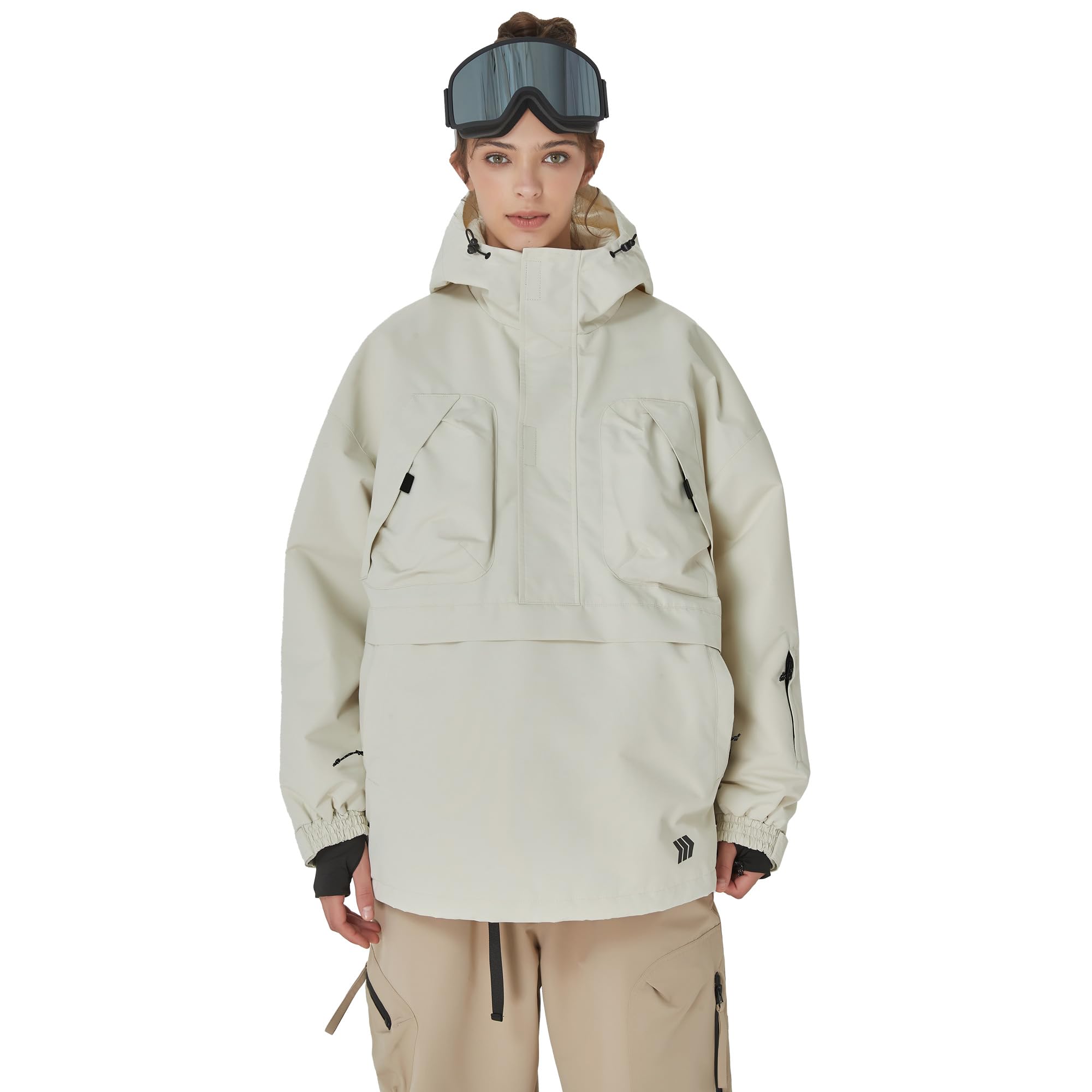 SNOWVERB Men's & Women's Waterproof Insulated Snowboard Jacket - Half-Zip Anorak Hooded Ski Coat for Snowboarding & Winter Outdoor Activities