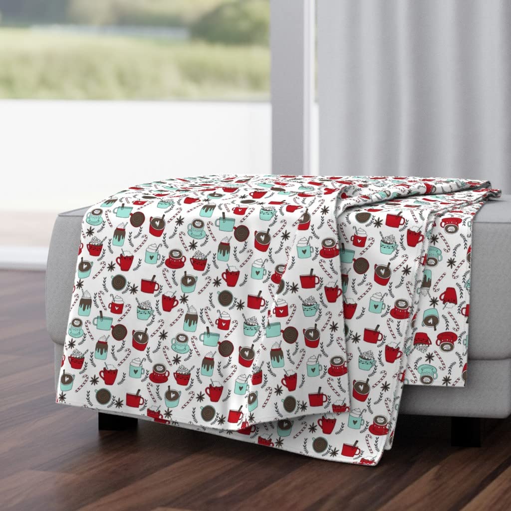 Soft Plush Minky Throw Blanket 50x70 Inches - Hot Chocolate Christmas Coffee Holiday Design for Cozy Winter Nights | Perfect for Sofa, Bed & Gift Giving