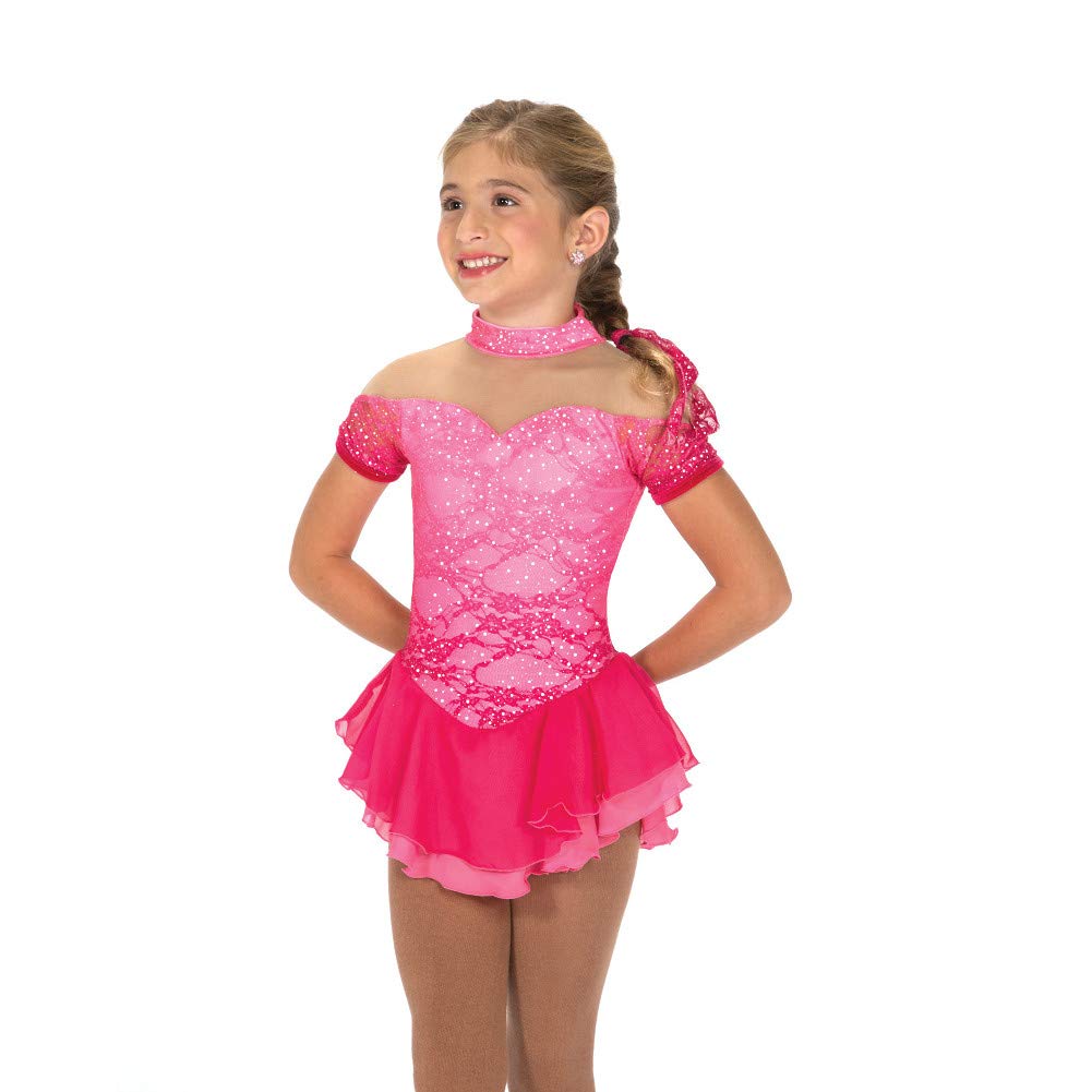 Jerry's Ice Skating Dress - 60 La Vie En Lace - Pink Rose Figure Skating Costume for Girls | Elegant Lace Competition Dress for Ice Dance & Performances