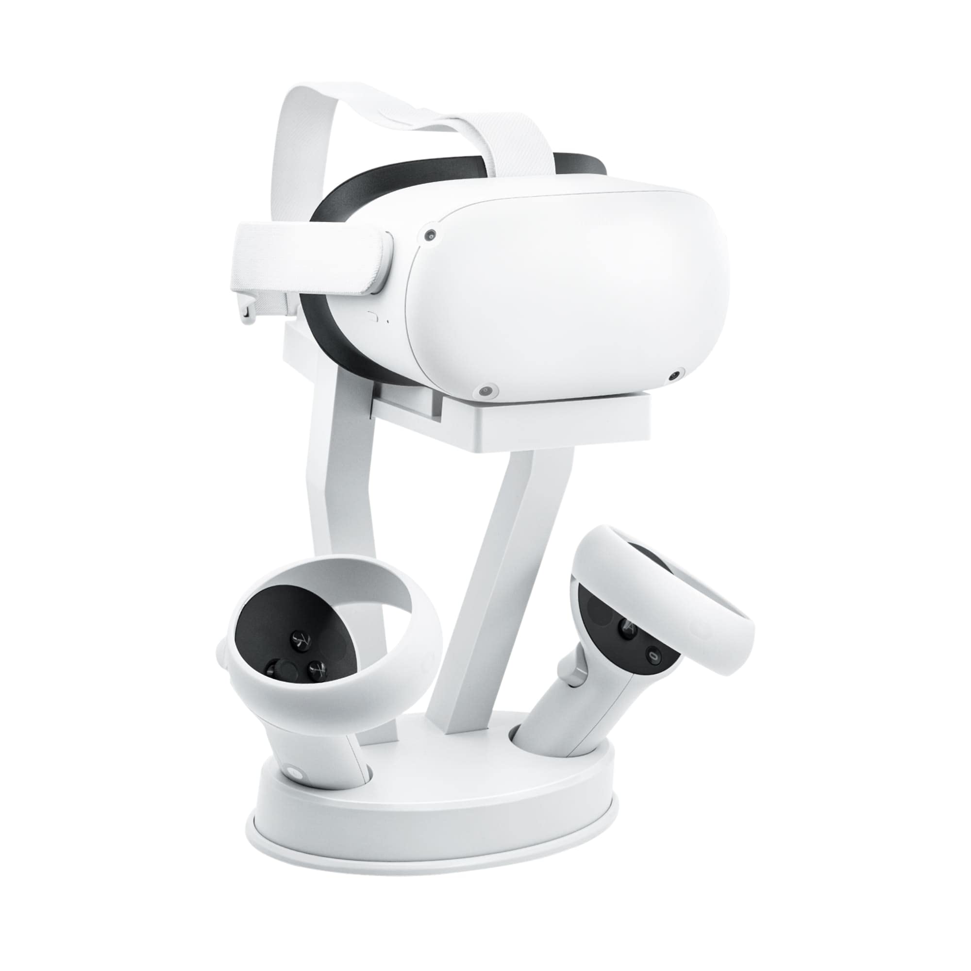 McBazel VR Stand - Universal Display Holder for Oculus Quest 2, Quest 3, PS VR & Touch Controllers - White - Perfect for Organized Gaming Setup & VR Accessories Storage