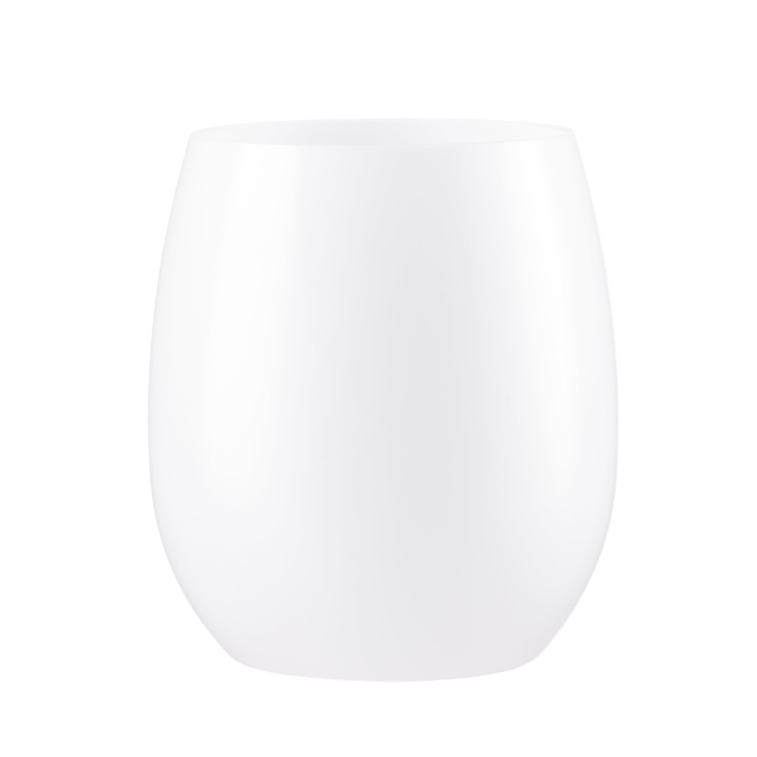 12 Oz Stemless Plastic Wine Glasses - 6 Pack White Goblets for Parties, Weddings & Outdoor Events