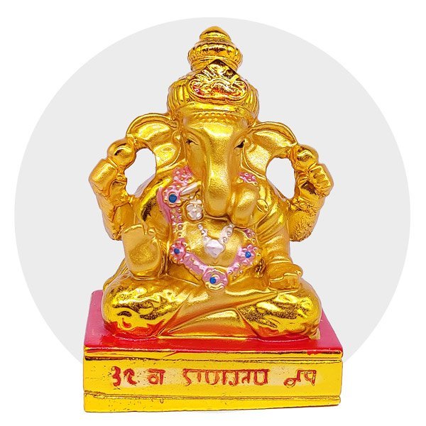 3 Inch Mini Golden Ganesh Statue - Hindu God of Success & Prosperity - Perfect for Home Altar, Office Desk Decor & Spiritual Gift