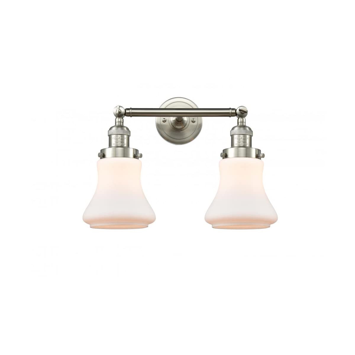 Vintage Dimmable LED Bathroom Light Fixture - 2 Light Brushed Satin Nickel Finish, Energy Efficient Bathroom Vanity Lighting for Home & Hotel Use