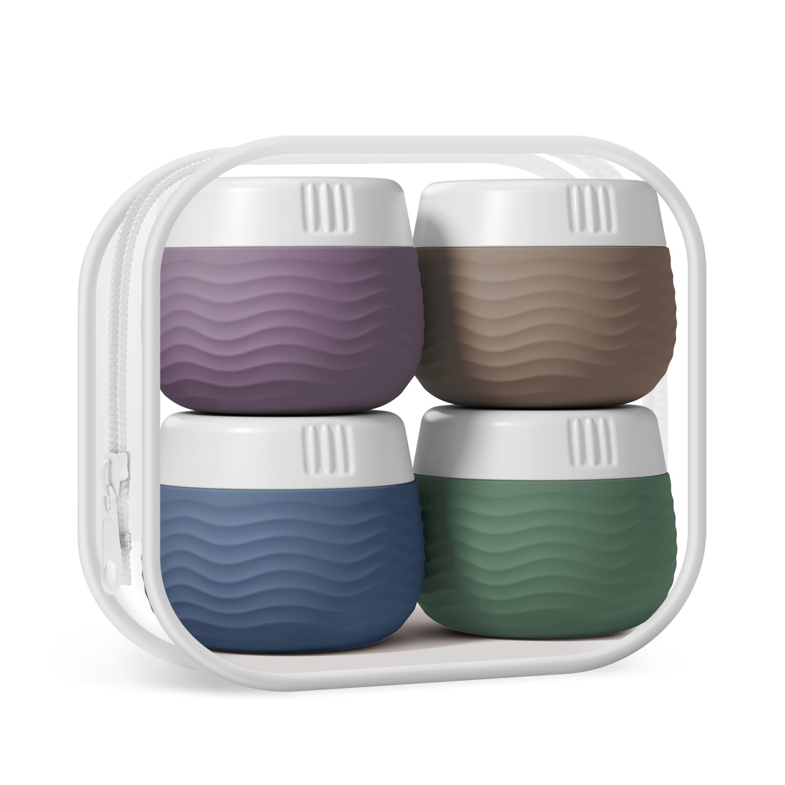 TSA Approved Silicone Travel Containers for Toiletries - 4 Pack Leakproof Cream Jars for Cosmetic, Face & Body Creams | Perfect for Air Travel, Gym Bags & On-the-Go Essentials