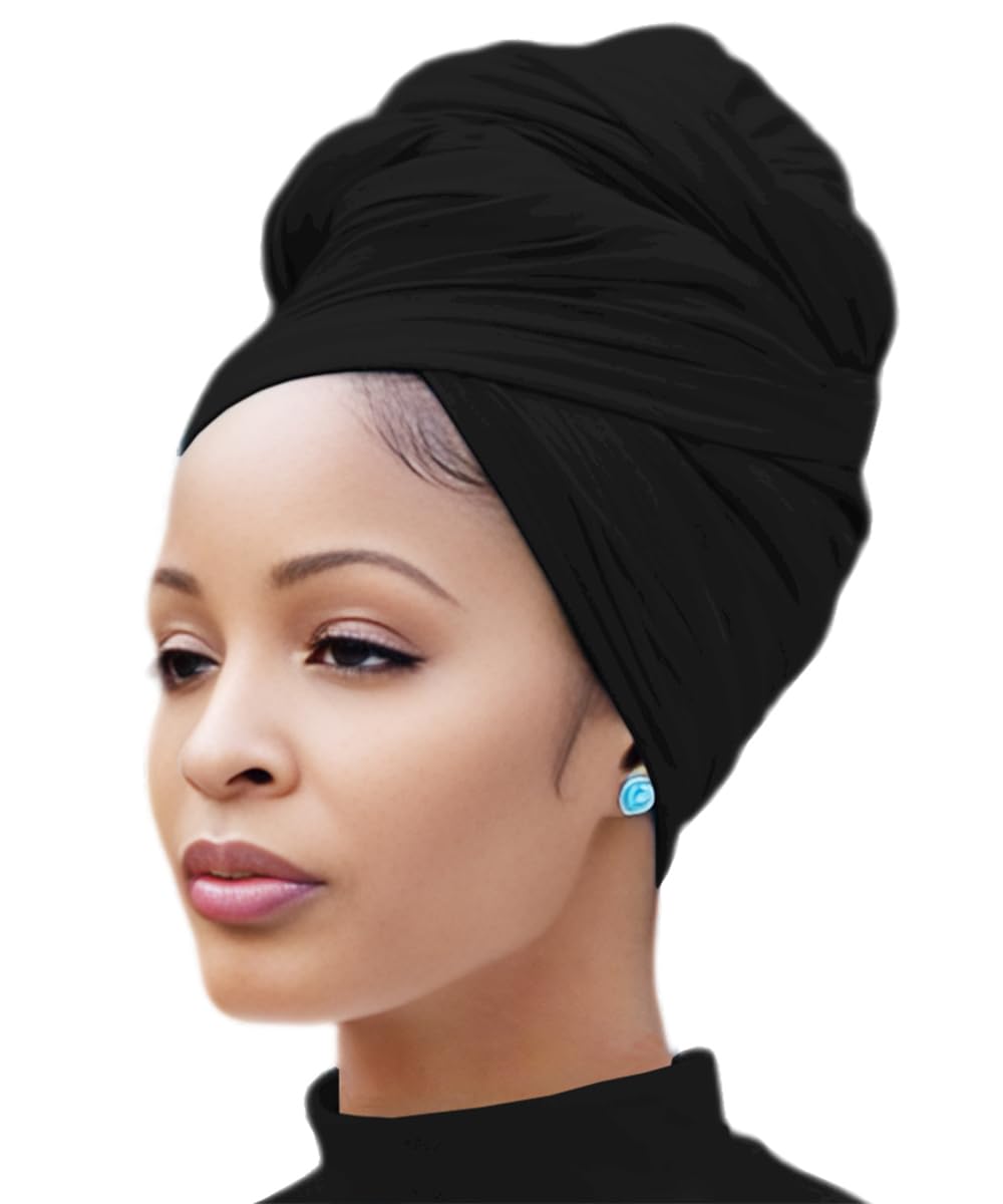 Stylish Stretch Head Wraps for Black Women - Large Hair Wraps, Hijab Scarves & Turban Headbands for Muslim Women | Perfect for Daily Wear, Workouts, and Special Occasions