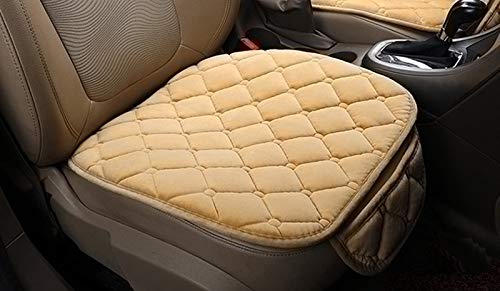 1PCS Winter Warm Universal Front Velvet Car Seat Cushion - Comfortable Beige Chair Pad for Car Interior, Office, and Home Use