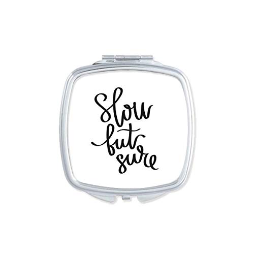 DIYthinker Slow But Sure Quote Art Deco Fashion Mirror - Portable Compact Pocket Makeup Mirror with Double Sided Glass - Perfect for Travel, Home Vanity & Gift Giving