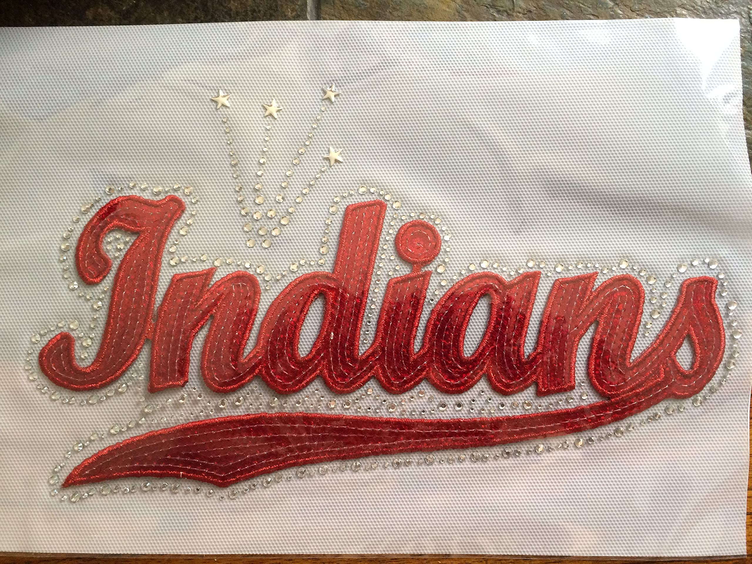 Indian Red Sequin and Rhinestone Iron-On Transfer for T-Shirts, Costumes & DIY Crafts - Sparkle Apparel Decoration for Parties, Festivals & Dance Performances