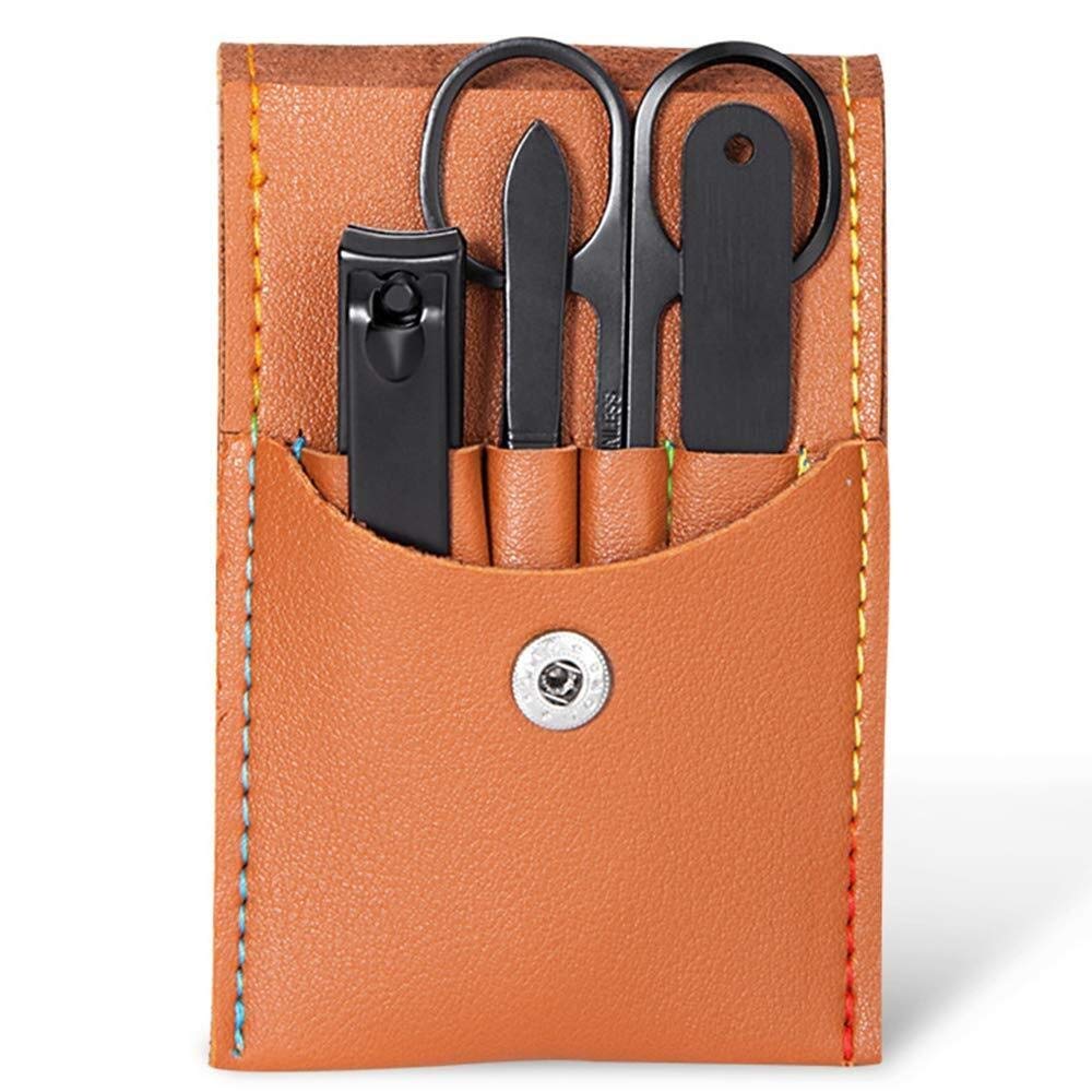 Premium Stainless Steel Nail Clippers Set - 4-Piece Manicure & Pedicure Kit with Nail Scissors - Durable Household Nail Care Tools (Brown) - Perfect for Travel, Home Use & Professional Salons