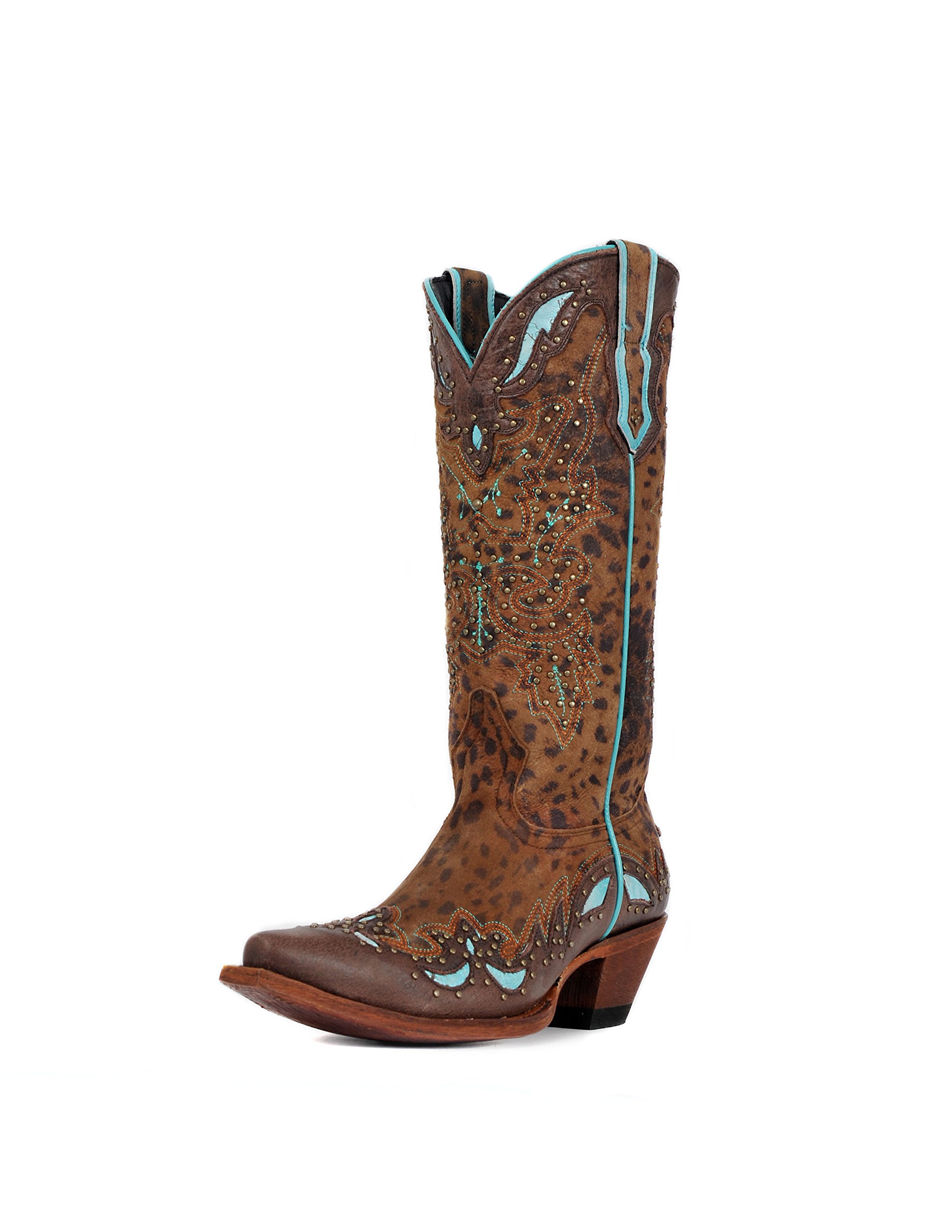 Cheetah Print Tan Turquoise Ankle Boots for Women - Stylish Western Cowgirl Boots for Party, Night Out, and Fashion Outfits