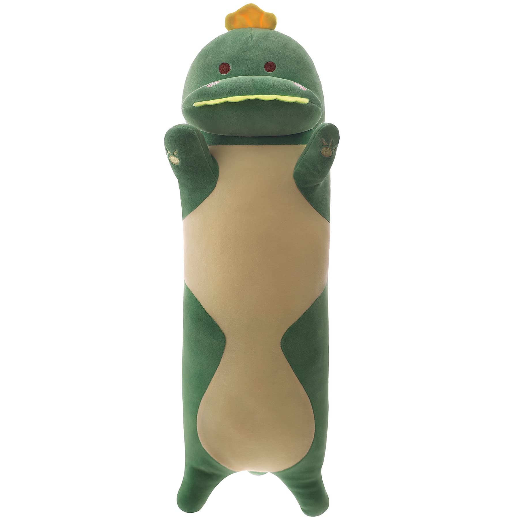 Dinosaur Long Plush Pillow - Soft Stuffed Animal Toy for Kids & Adults, Cute Hugging Body Pillow (Green, 75cm/29.5in) - Perfect for Bedroom Decor, Nap Time & Cozy Comfort