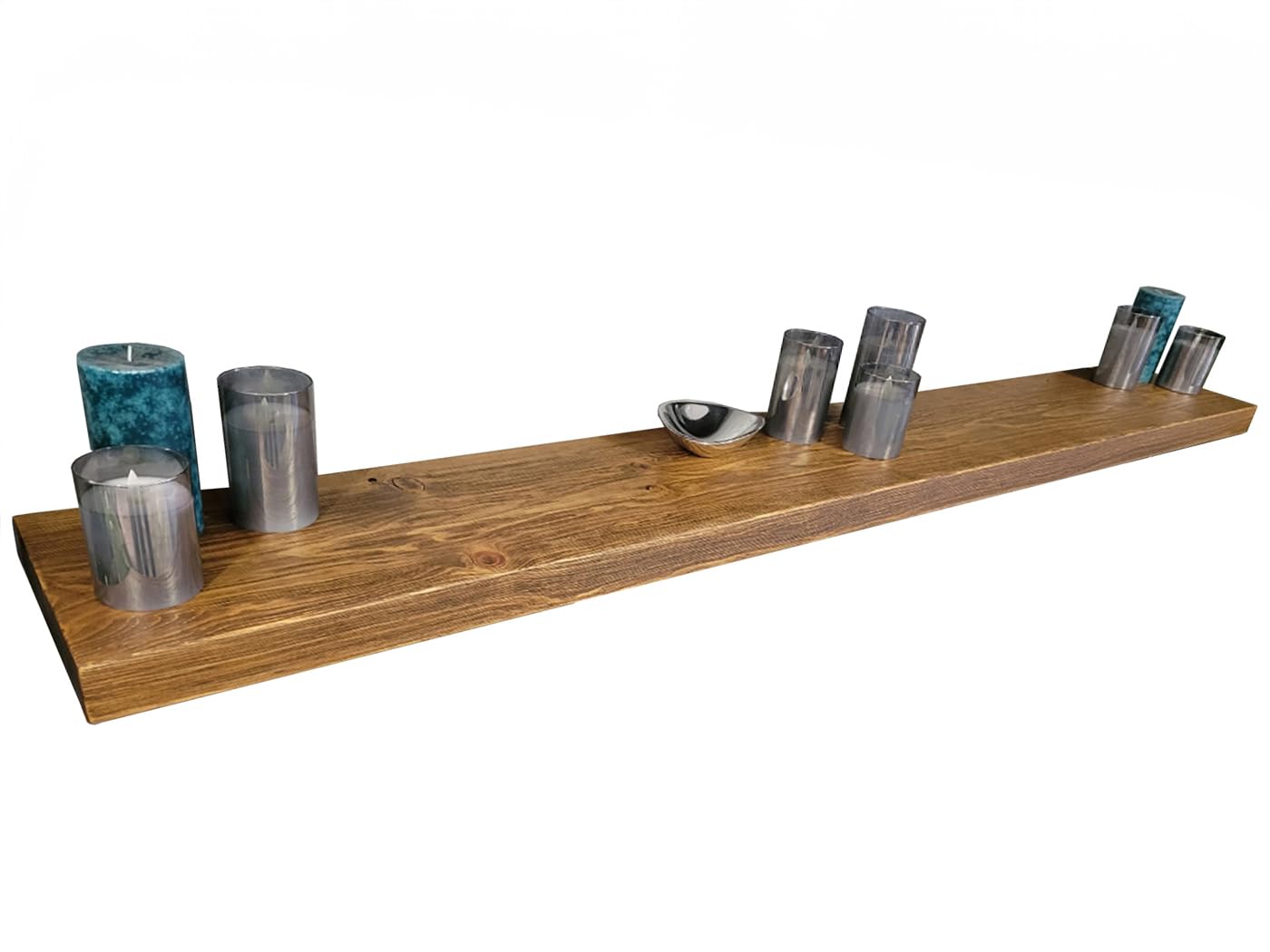 Joel's Antiques - 72 Inch Natural Wood Floating Shelves for Wall - Heavy Duty Rustic Fireplace Mantel & Bookshelf - 72x12x2 Inches Medium Brown - Perfect for Living Room, Bedroom, Office & Home Decor