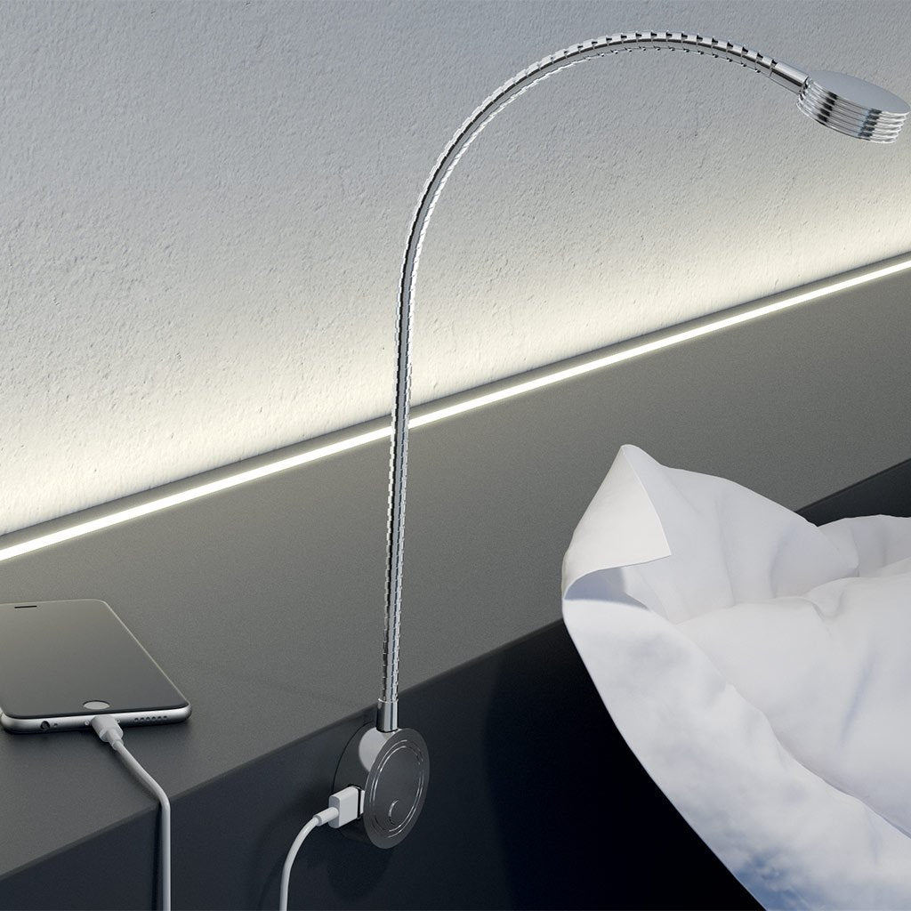 LOOX 2034 LED Light with USB Charging Station - Perfect for Bedroom, Office & Nightstand Use