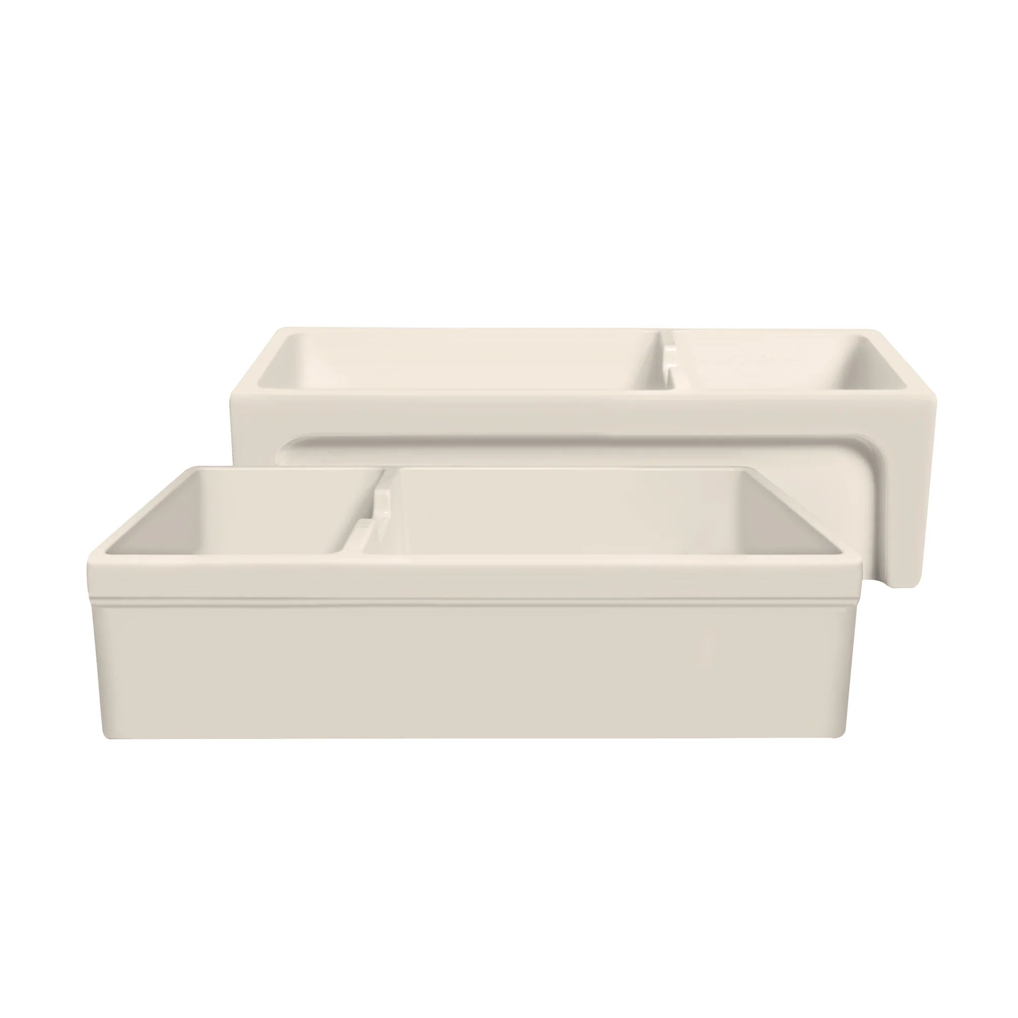 Glencove Fireclay 42-Inch Large Double Bowl Reversible Farmhouse Kitchen Sink with Beveled Front Apron - Perfect for Modern Farmhouse, Rustic, and Traditional Kitchen Designs