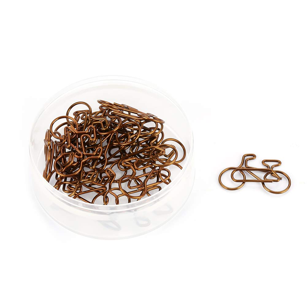 20pcs Bicycle-Shaped Metal Paper Clips - Rustic Coffee Color Office & School Stationery Supplies for Organizing Documents, Bookmarks, and Craft Projects