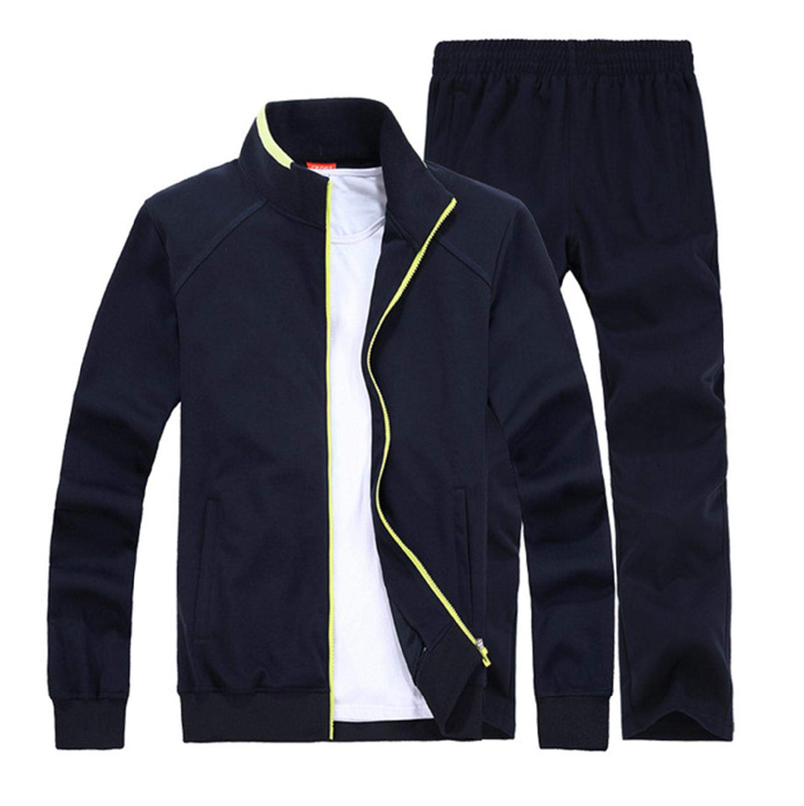 Men's 2-Piece Casual Tracksuit Set - Full Zip Stand Collar Jogging Sweatsuit for Running, Gym & Lounge Wear | Comfortable Leisure Outfit for Men