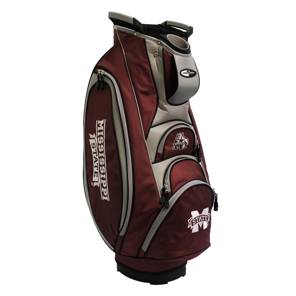 Team Golf NCAA Mississippi State Bulldogs Victory Golf Cart Bag – 10-Way Top, Dual Handle, Putter Well, Cooler Pocket, Padded Strap, Umbrella Holder & Rain Hood – Perfect for College Golf Tournaments & Course Rounds