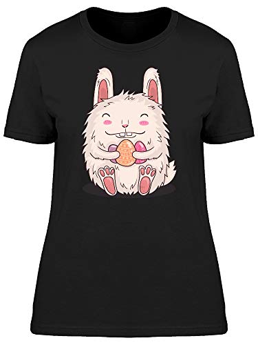 Cartoon Rabbit with Easter Eggs Graphic T-Shirt for Women - Cute Spring & Easter Outfit