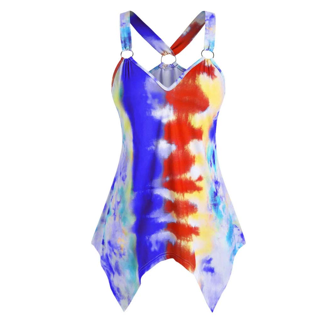 Plus Size V-Neck Tie-Dye Tank Tops 3-Pack for Women - Casual Summer Outfits