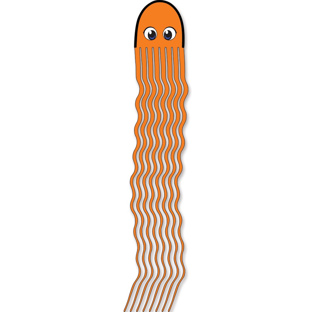 64 Squeaky Jr. Octopus Streamer Kite - Vibrant Orange Flying Kite for Kids Outdoor Play, Beach, Park & Backyard Fun
