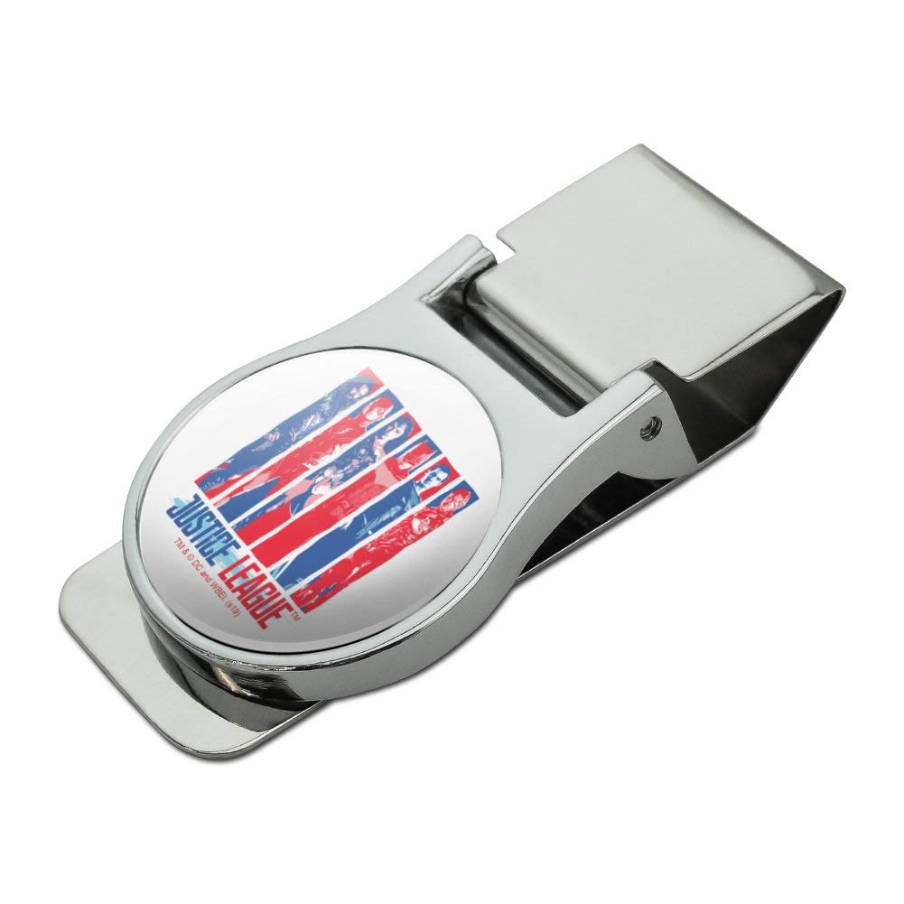 Justice League Red White & Blue Satin Chrome Metal Money Clip - Superhero Themed Wallet Accessory for Men | Perfect for Cash, Cards & Gift Giving (DC Comics Fan Collectible)