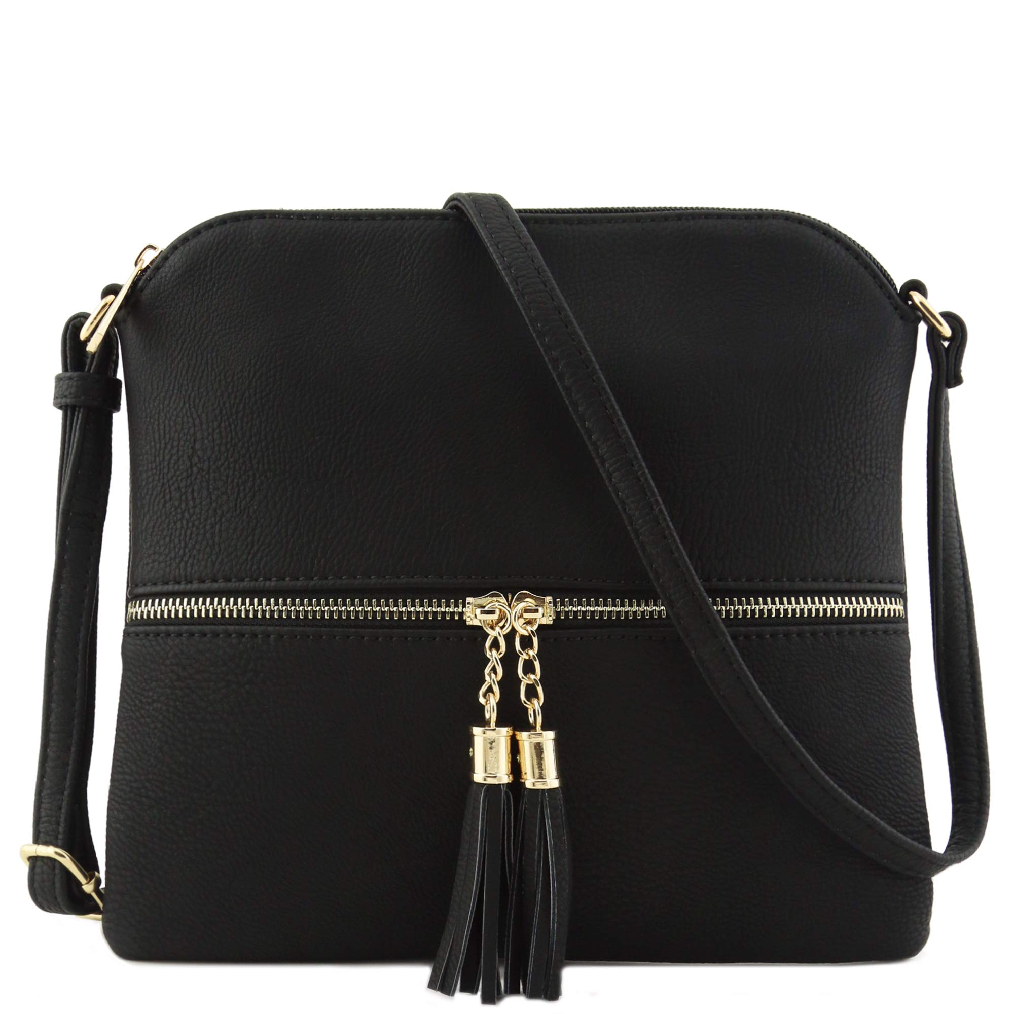 DELUXITY Lightweight Medium Crossbody Bag with Tassel - Stylish & Comfortable Shoulder Purse for Women - Perfect for Travel, Shopping & Everyday Use
