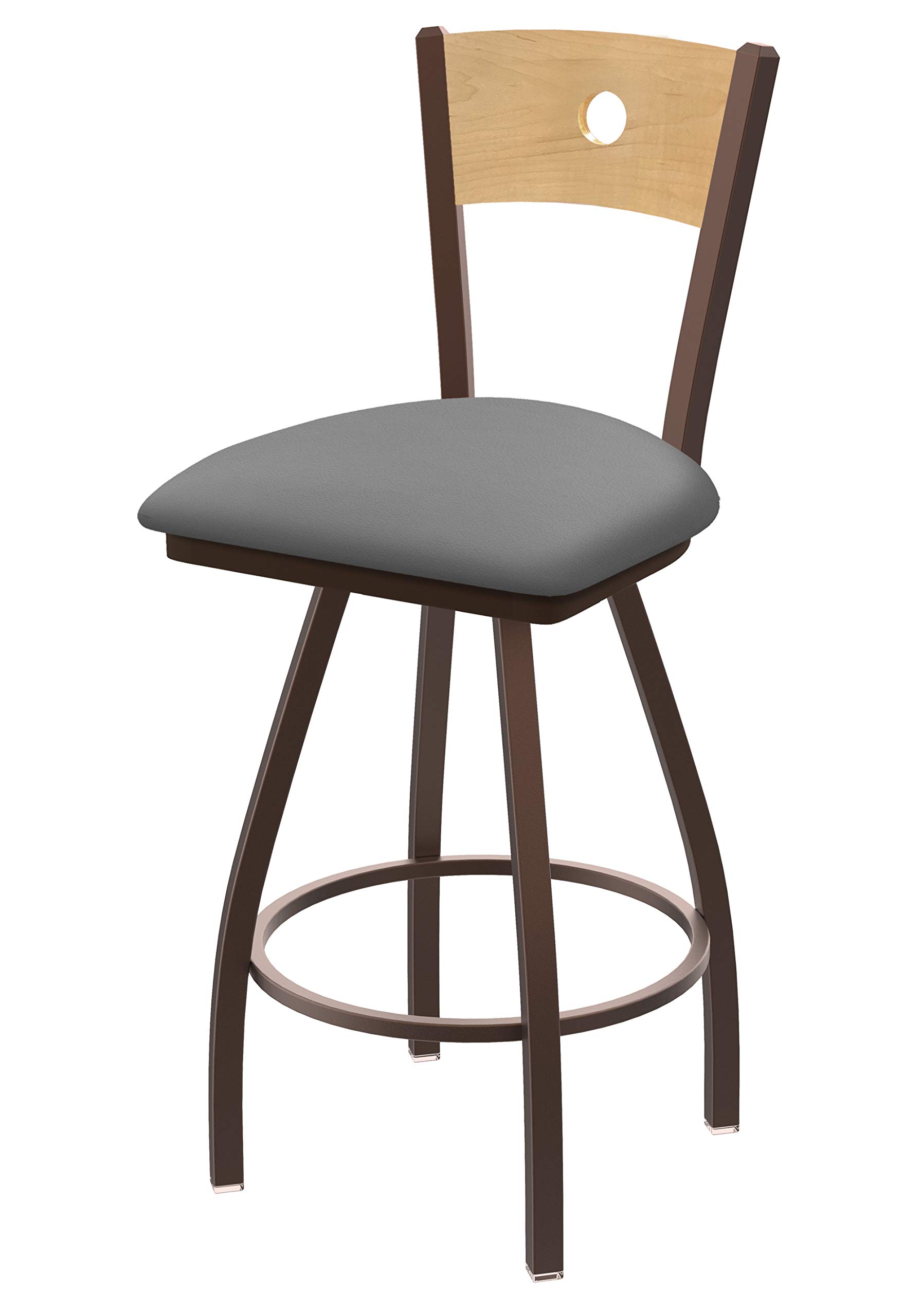 Holland Bar Stool Co. XL 830 Voltaire Swivel Bar Stool in Canter Folkstone Grey - Modern Counter Height Stool for Kitchen Island, Breakfast Bar & Home Pub Decor