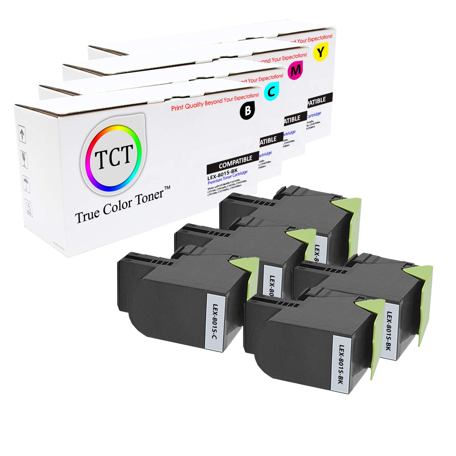 Premium Lexmark 801S Toner Cartridge 5-Pack - Compatible with CX310dn/CX310n Printers for Office & Home Use