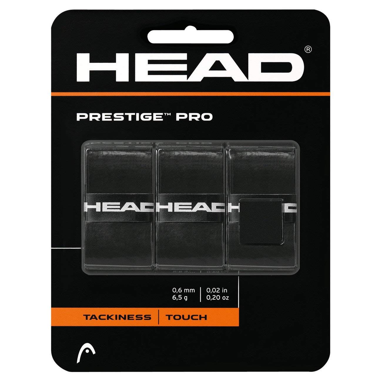 Head Prestige Pro Tennis Overgrip 3-Pack (Black) | Sweat Absorbing, Enhanced Grip for Competitive Play | Perfect for Tennis, Pickleball & Racquetball Players