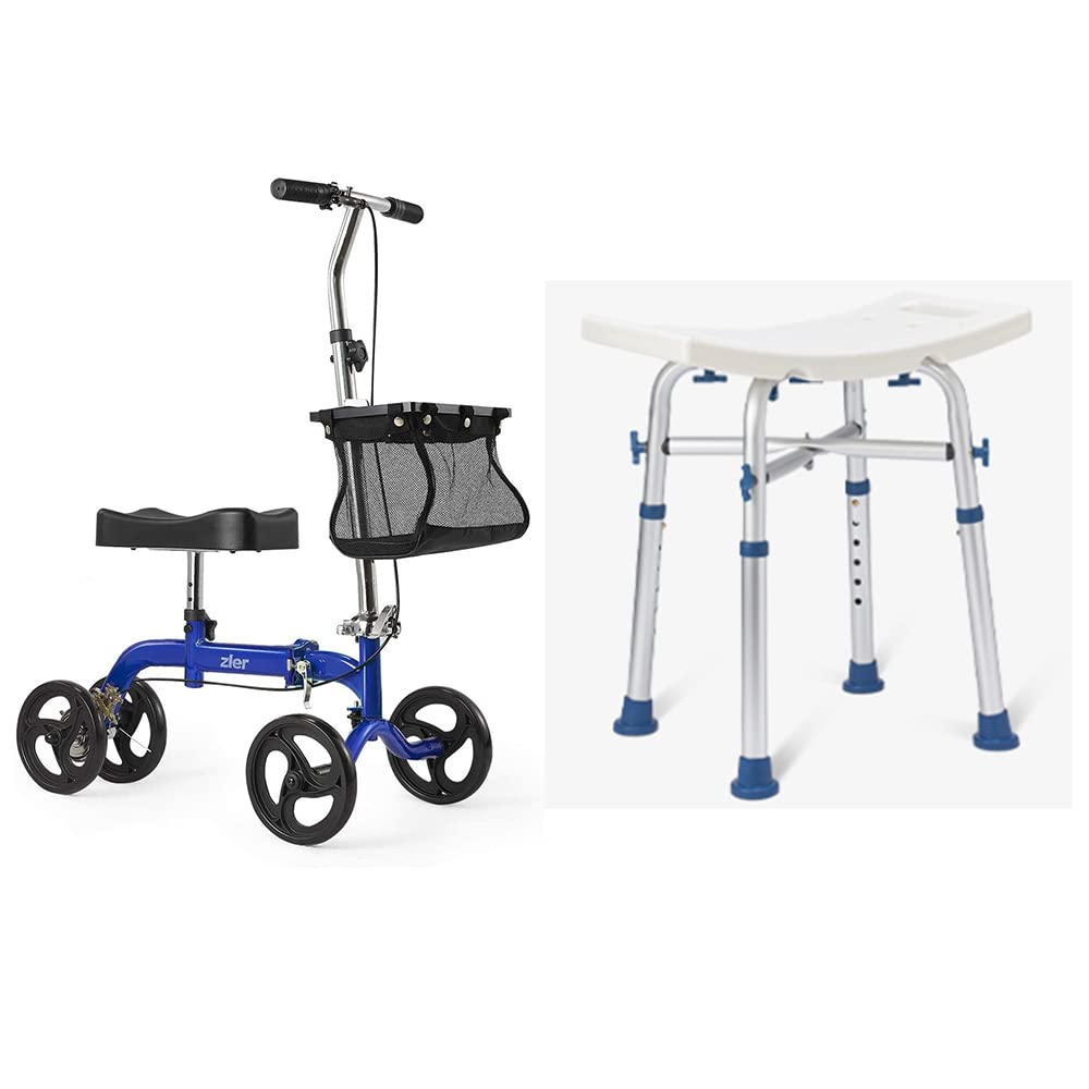 Zler Deluxe Steerable Knee Walker Scooter - Heavy Duty 500lb Capacity Crutch Alternative for Seniors & Disabled - Ideal for Post-Surgery Recovery, Leg Injury Mobility & Shower Use
