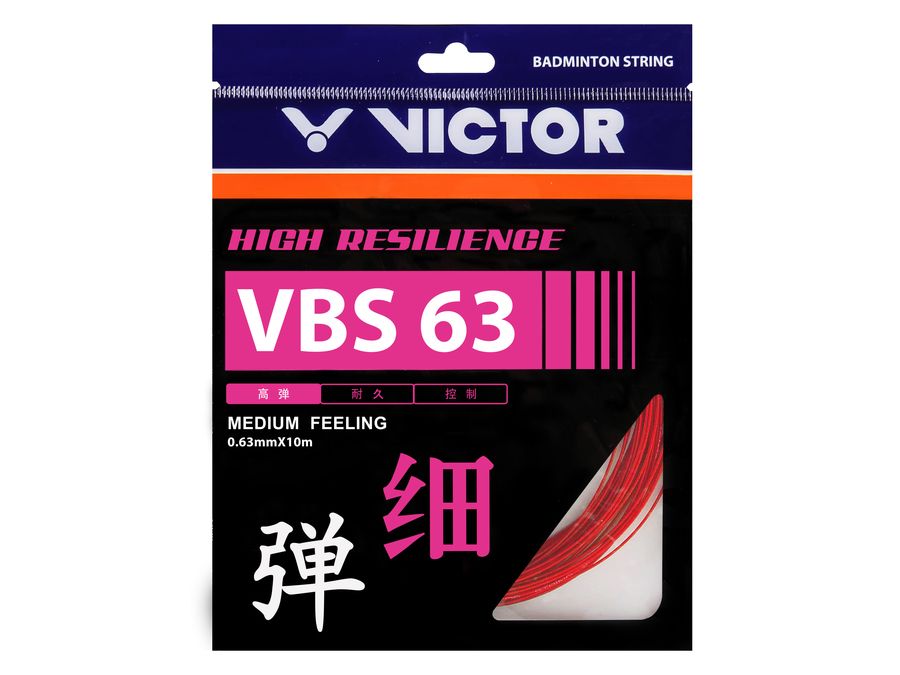 Victor VBS 63 Badminton String (Red) - High Performance Racket String for Smash Power & Durability | Perfect for Competitive Players & Training Sessions