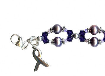 Purple Velvet Twist Beaded Bracelet for Domestic Abuse Awareness - Support Survivors with Stylish Jewelry for Everyday Wear & Fundraising Events