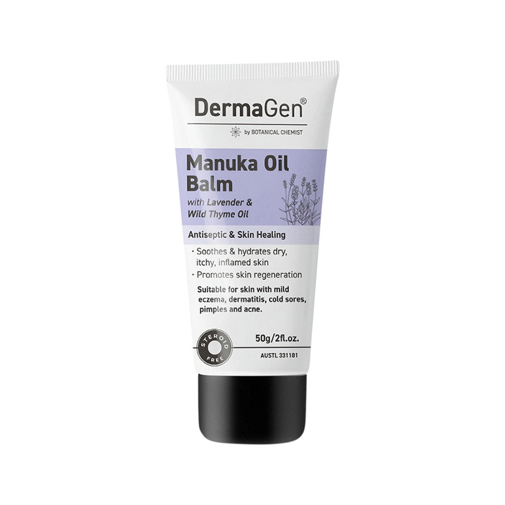 DermaGen by Botanical Chemist Manuka Oil Balm 50g - Natural Skincare for Dry Skin, Eczema & Psoriasis Relief - Perfect for Daily Moisturizing & Nighttime Healing