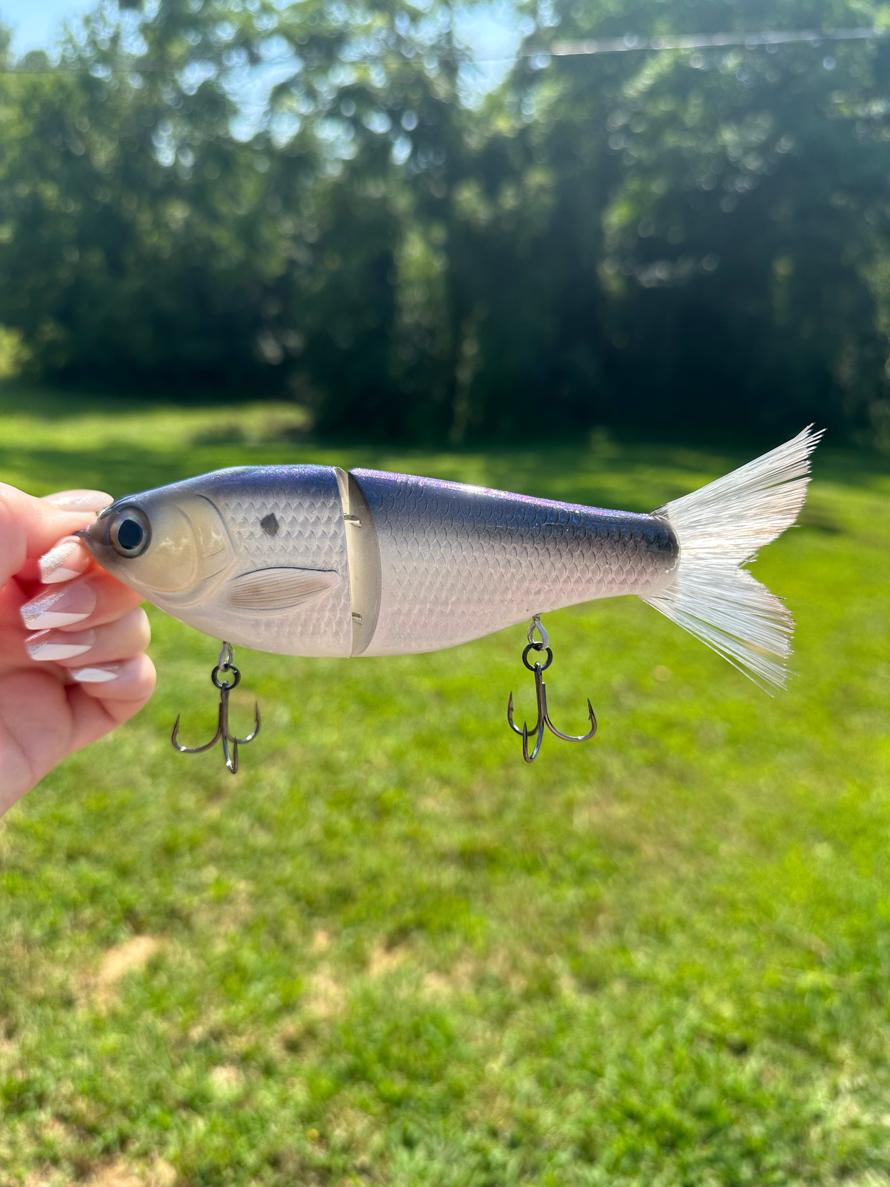 Hand Painted Glide Bait Fishing Lure - Blue Shad Color for Bass, Walleye and Freshwater Fishing | Perfect for Topwater and Deep Water Angling