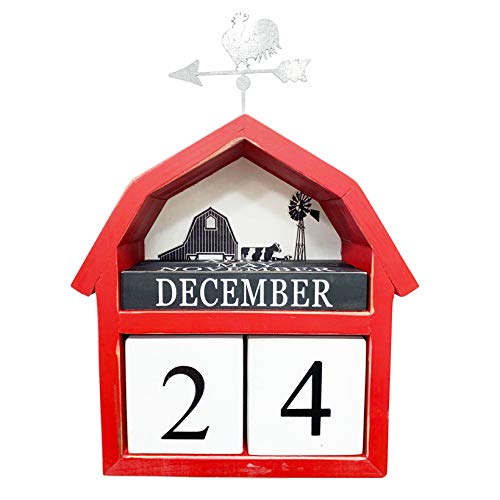 Rustic Wooden and Metal Block Calendar - Farmhouse Style Tabletop Decor for Office & Home | Perfect Desk Organizer for Planning, Gifts, and Seasonal Decor