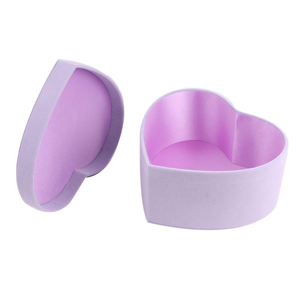 Amosfun 1PC Romantic Purple Heart-Shaped Gift Box - Elegant Valentine's Day Wedding Present Wrapping for Anniversary, Proposals & Special Occasions