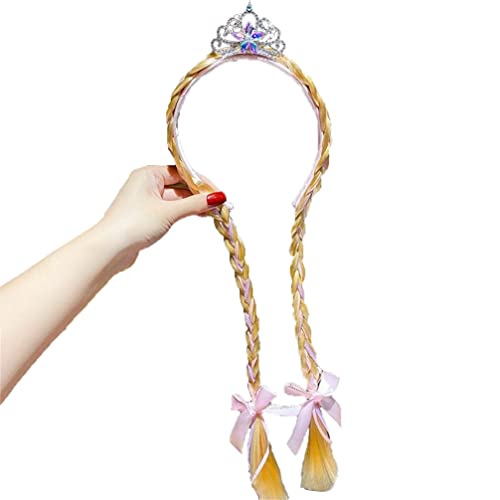 Long Braided Wigs for Girls - Princess Rapunzel Costume Wig in Pink | Perfect for Dress Up, Cosplay & Halloween Accessories | Great for Birthday Parties, School Plays & Fantasy Themed Events
