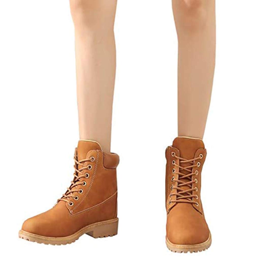 AODONG Women's Low Heel Ankle Boots - Winter Snow Hiking Boots with Non-Slip Sole & Lace-Up Design for Warmth & Comfort | Perfect for Outdoor Adventures, Casual Wear & Cold Weather Fashion