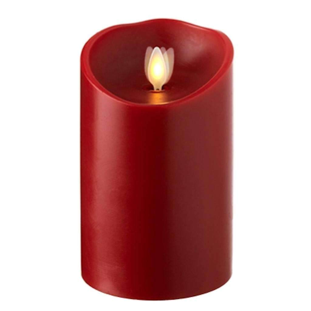 Liown Flameless LED Candle - Realistic Moving Flame, Cinnamon Scent, 5-Inch Red, Timer Function | Perfect for Home Decor, Romantic Dinners & Holiday Ambiance