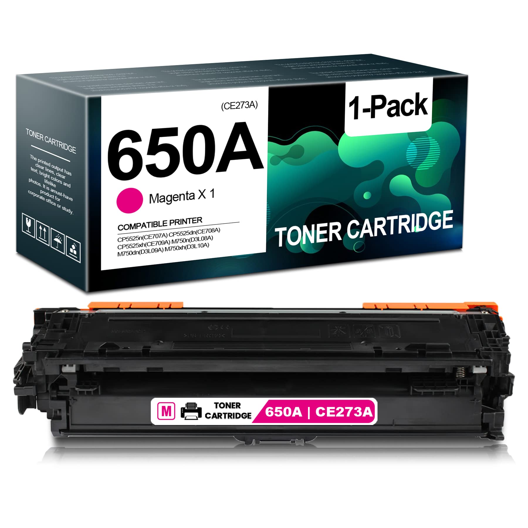 High-Quality 1PK Magenta Compatible 650A/CE273A Toner Cartridge Replacement for HP CP5525n (CE707A), CP5525dn (CE708A), CP5525xh (CE709A), M750n (D3L08A), M750dn (D3L09A), M750xh (D3L10A) Printers - Perfect for Office, Home & Business Printing Needs by MIGUICOLOR