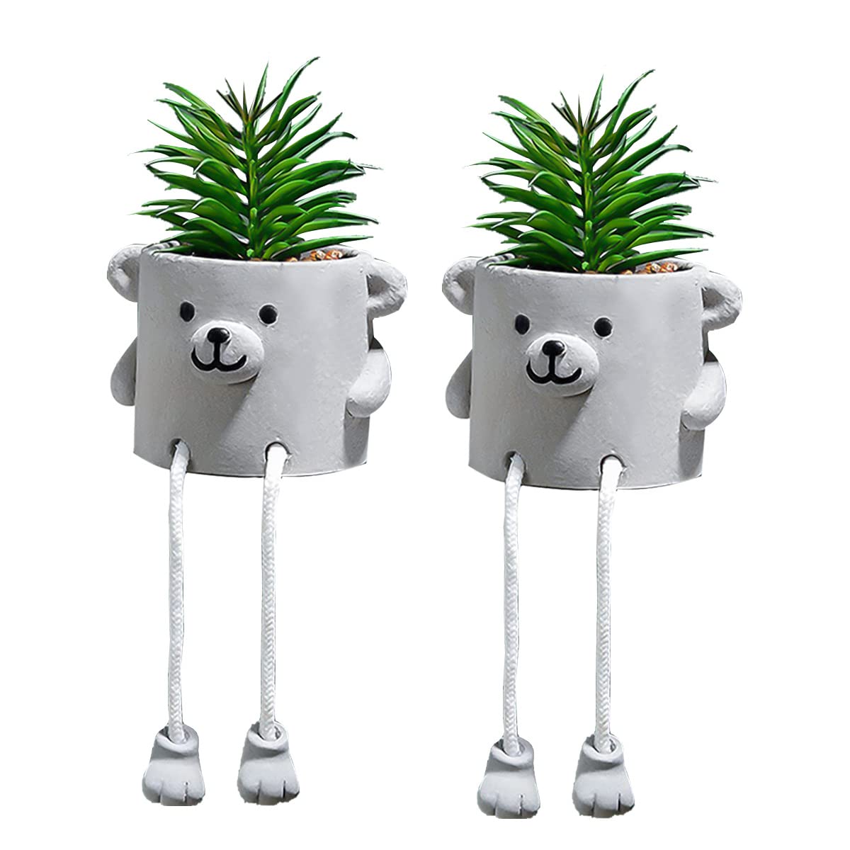 SEMSOIIO Mini Artificial Potted Plants Set - 2PCS Small Fake Succulents in Ceramic Pots for Desk, Office, Bathroom Decor | Cute Home & Workspace Decoration for Women & Girls