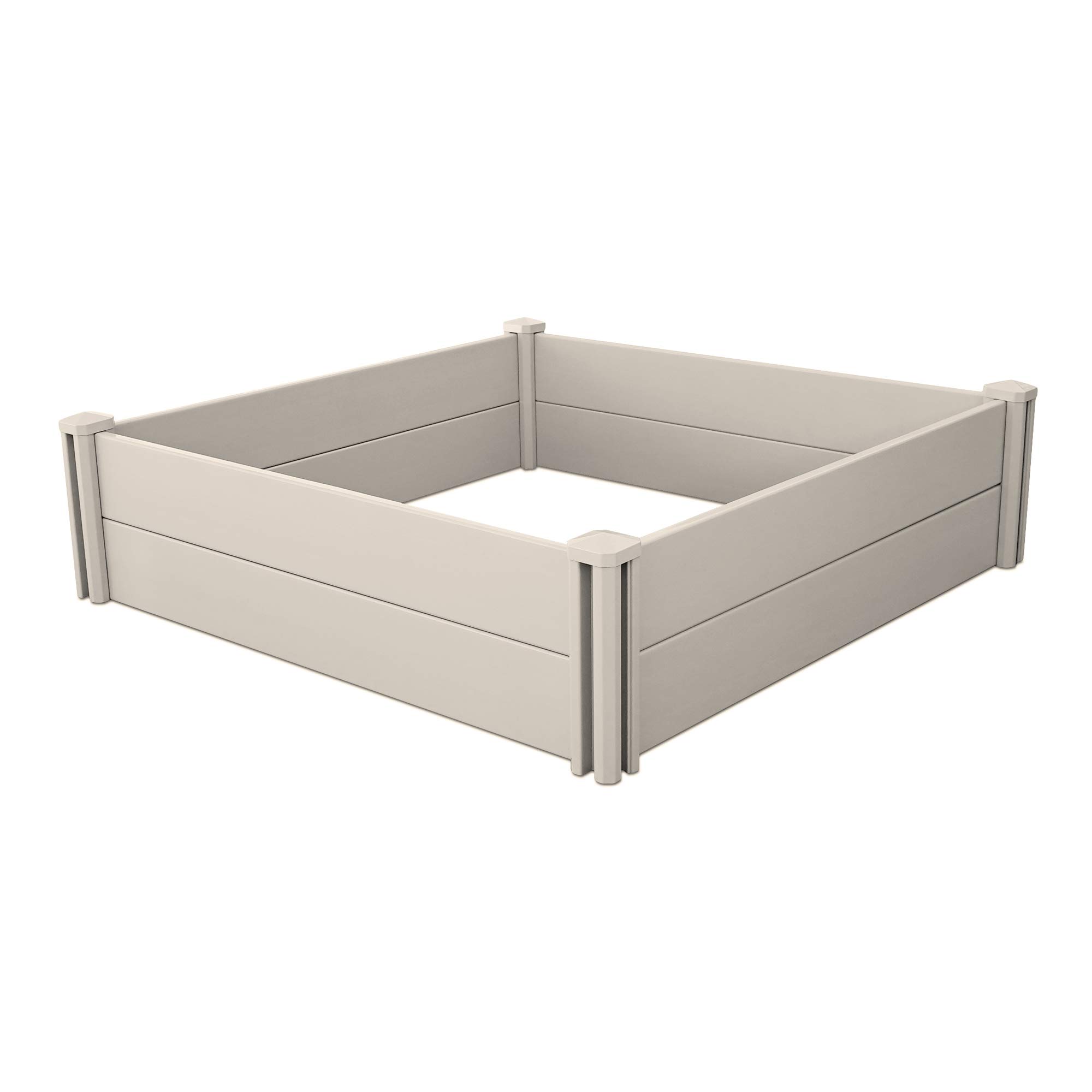 4x4 ft Raised Garden Bed Kit - Durable Vinyl Planter Box for Vegetables, Flowers & Herbs | Outdoor Gardening, Backyard Planting & DIY Projects | Tan Color Elevated Garden Box