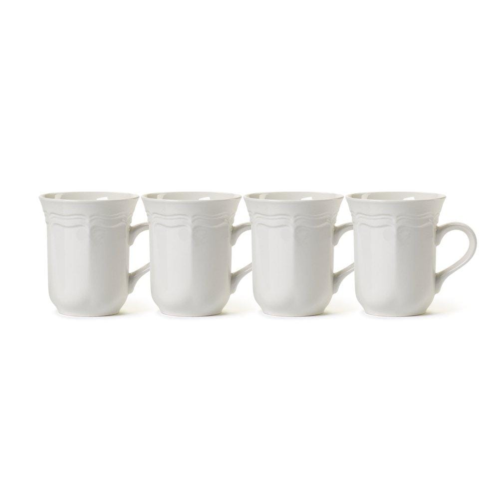 French Countryside® Set of 4 Ceramic Coffee Mugs - Rustic Farmhouse Style for Tea, Hot Chocolate & Morning Coffee - Perfect for Kitchen, Office & Gift Giving