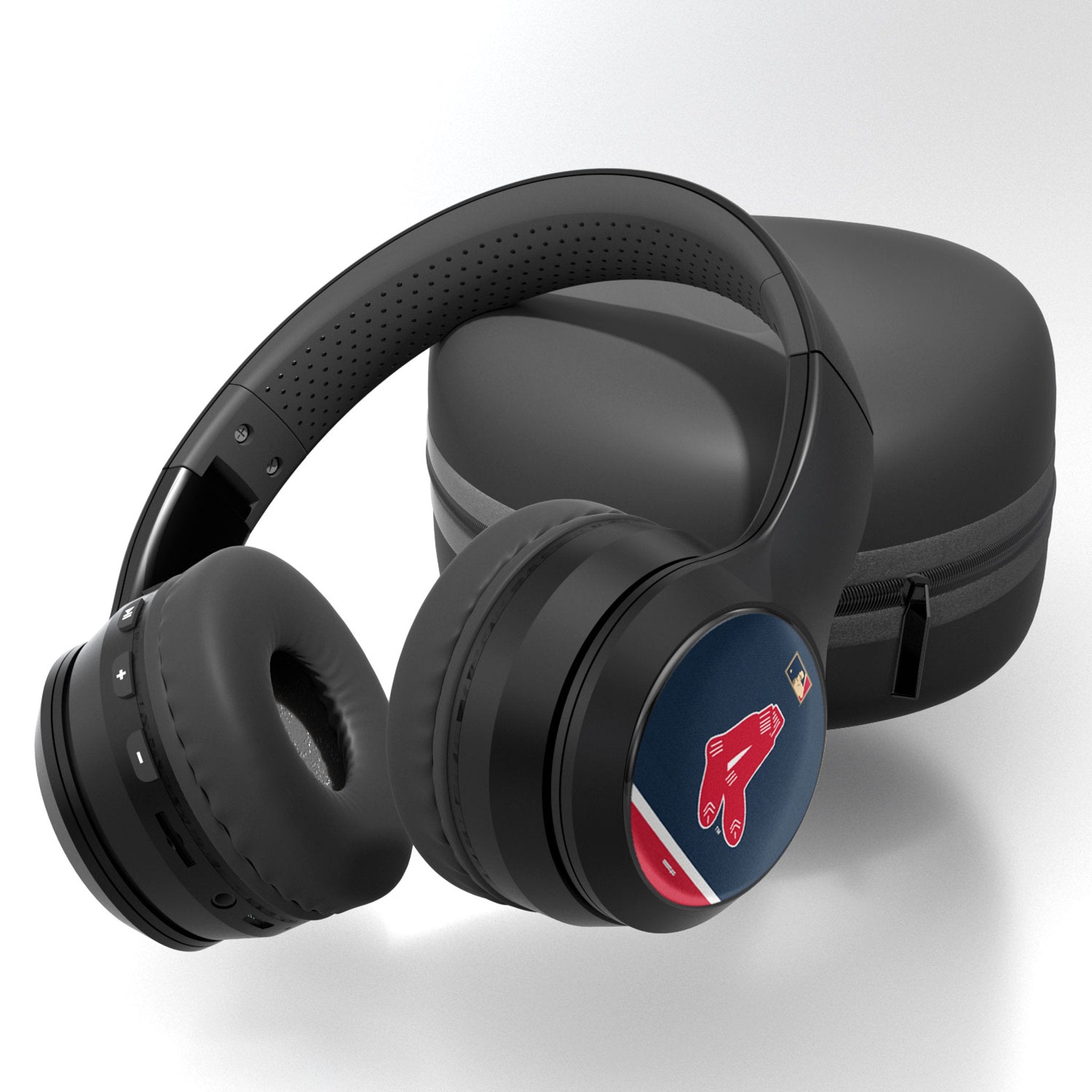 Boston Red Sox Vintage Cooperstown Collection Wireless Bluetooth Headphones with Case - Over-Ear Headphones for Baseball Fans, Music Lovers & Travel Use
